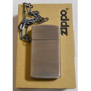 画像: ☆スリム CHAIN SLIM！二ッケル古美 ２００３年１月 三角カン＆チェーン付 ZIPPO！新品