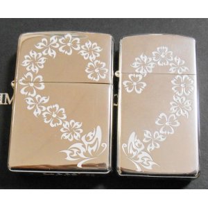 画像: ２個セット！ラブラブ ペア・ジッポー！バタフライ＆フラワー ZIPPO！新品