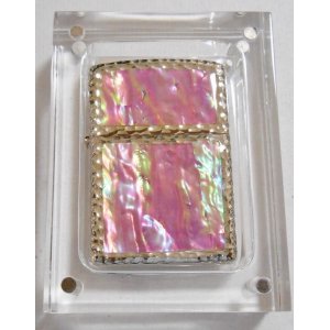 画像: ☆豪華！天然貝 両面SHELL ★三面手彫り 五面デザイン！ピンク系 ２００６年  ZIPPO！新品C