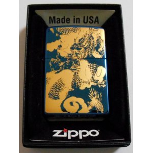 画像: ☆迫力の・・龍！ブルーチタン加工＆レーザー彫刻 ２００４年３月 ZIPPO！新品