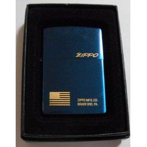 画像: ☆１９９７年３月 ブルーチタン・サテン アメリカ国旗 星条旗 ZIPPO！新品