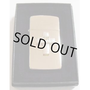 画像: ☆クロス立体メタル スリム！クリスタルビーズ付 銀加工鏡面 ２０００年 ZIPPO！新品C