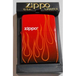 画像: ☆ 炎の三面デザイン！色鮮やかな・・RED & BLACK ２００３年 ZIPPO！新品