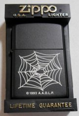 画像: ★A.A.D.L.P. Design Rare Collectible  蜘蛛の巣 １９９４年11月（K）全面ブラック USA ZIPPO！未使用品