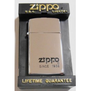 画像: １９９７年１月製 スリム！ZIPPOロゴ High Polish Chrome Slim Zippo！未使用品