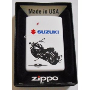 画像: ☆SUZUKI！スズキのオートバイ ２００９年 全面ホワイト ZIPPO！新品