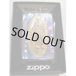画像: ☆マリア様！豪華 天然貝アバロン！ゴールドの聖母マリア様 Goddess of Mercy Black Zippo 新品