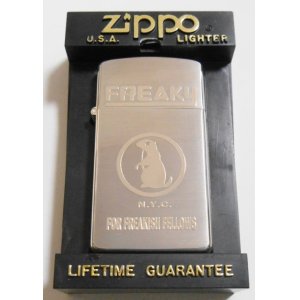 画像: ☆１９９８年４月 ねずみの・・FREAKY！スリム 銀加工サテン SLIM ZIPPO！未使用品