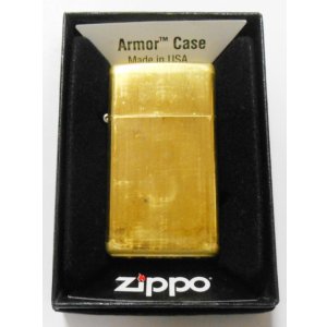 画像: ★★スリムアーマー！フラットトップ★真鍮無垢 表面加工前のブラス地のまま Solid Brass Zippo！２０１０年８月（H）未使用 非売品。