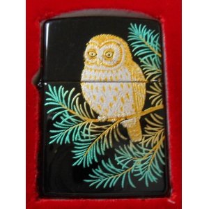 画像: ☆福をよぶ・・梟 ふくろう！伝統工芸 本金蒔絵 漆塗り 桐箱入り  １９９７年 ＺＩＰＰＯ！未使用品