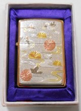 画像: ９月 菊 季節の和柄 豪華！伝統工芸 電鋳プレート貼 ローズピンク ２００７年 ZIPPO！新品