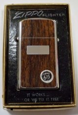 画像: ☆１９７３年 VINTAGE スリム ＃１６５１ 両面WOOD VINYL Slim Zippo！未使用品