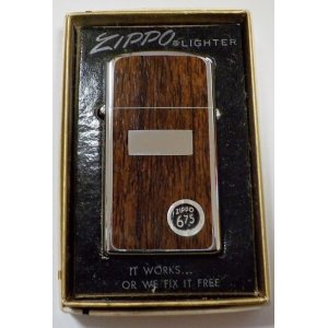 画像: ☆１９７３年 VINTAGE スリム ＃１６５１ 両面WOOD VINYL Slim Zippo！未使用品