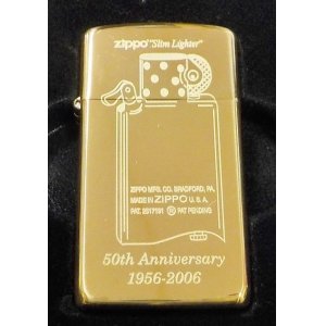 画像: ☆スリム 誕生５０周年記念！１９５６－２００６ ★限定５０個  真鍮ケース SLIM ZIPPO！新品B