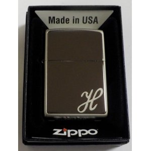 画像: ☆イニシャル・・H　人気の・・ブラックイニシャル！銀加工 ２０１８年 ZIPPO！新品