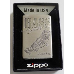 画像: ★釣道！ブラックバス BASS FiSHING 繊細な彫刻 ２０１９年 シルバーサテン ZIPPO！新品