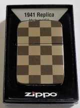 画像: ★１９４１ 人気の・・市松模様！輝く・・ブラック＆シルバーミラー　両面デザイン  ２００９年 ＺＩＰＰＯ！未使用品