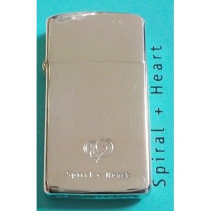 画像: ★スリム Spiral＋Heart シルバー１０ミクロン☆９２５銀ネックレス付 ２０００年２月 Slim Zippo！未使用品