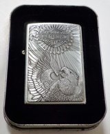 画像:  ★USA HARLEY-DAVIDSON★迫力のメタルエンブレム！２００２年４月 Satin Chrome Zippo！新品A