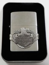 画像:  ★USA HARLEY-DAVIDSON★メタルエンブレム！２００２年１０月 #200 Brushed Chrome Zippo！新品