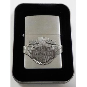 画像:  ★USA HARLEY-DAVIDSON★メタルエンブレム！２００２年１０月 #200 Brushed Chrome Zippo！新品