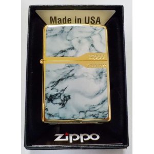 画像: ☆豪華！WHITE MARBLE ＆ ZIPPO LOGO！高級感あふれる・・GOLD ZIPPO！新品