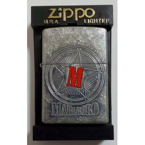 画像: ☆マールボロ！Marlboro キャンペーン ２０００年2月 Red M コンパス アンティ―ク ・シルバー Zippo！新品