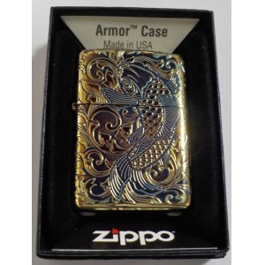 画像: ☆鯉 CARP ＆アラベスク模様！５面連続加工！金メッキいぶし仕上げ ２０２２年 ARMOR ZIPPO！新品