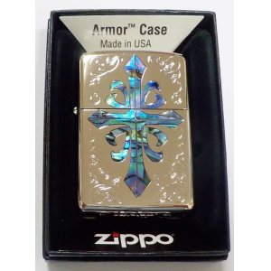 画像: ☆豪華アーマー！SHELL 天然貝貼り ★クロスデザイン 両面加工 ２０２１年 ARMOR ZIPPO！新品A