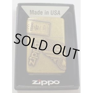 画像: ☆VINTAGE感あふれる・・オイル缶 ＆ 星条旗 ＆ Zippoロゴ オールドメタル 真鍮古美 ZIPPO！新品