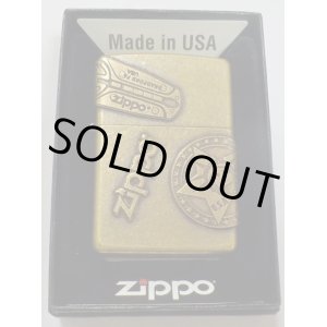 画像: ☆VINTAGE感あふれる・・フリント ＆ 自由の女神 ＆ Zippoロゴ オールドメタル 真鍮古美 ZIPPO！新品