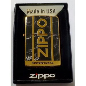 画像: ☆豪華！BLACK MARBLE ＆ 両面 ZIPPO LOGO！高級感あふれる・・GOLD ZIPPO！新品