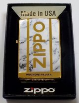 画像: ☆豪華！WHITE MARBLE ＆ 両面 ZIPPO LOGO！高級感あふれる・・GOLD ZIPPO！新品