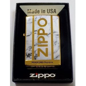 画像: ☆豪華！WHITE MARBLE ＆ 両面 ZIPPO LOGO！高級感あふれる・・GOLD ZIPPO！新品