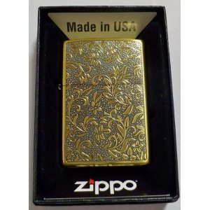 画像: ★渋い・・両面 唐草デザイン！真鍮古美 ２面繊細なエッチング仕上げ ZIPPO！新品