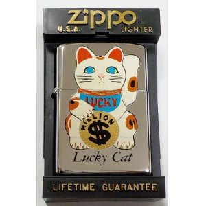 画像: ☆開運！ラッキーキャット  Lucky Cat 縁起物 ドル招き猫 １９９３年３月 ＃２５０ ZIPPO！新品