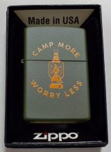 画像: ☆楽しい・・キャンプ！ランタンデザイン☆ CAMP MORE・WORRY LESS ☆ USA  GREEN  ZIPPO！新品