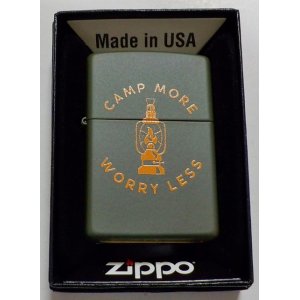 画像: ☆楽しい・・キャンプ！ランタンデザイン☆ CAMP MORE・WORRY LESS ☆ USA  GREEN  ZIPPO！新品