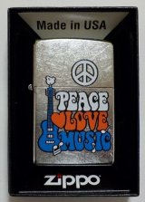 画像: ☆PEACE * LOVE * MUSIC　ピース・ラブ・ミュ―ジック　Street Chrome Zippo！新品