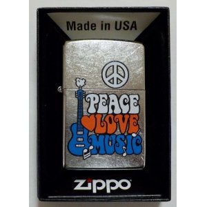 画像: ☆PEACE * LOVE * MUSIC　ピース・ラブ・ミュ―ジック　Street Chrome Zippo！新品