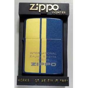 画像: ☆１９８９年８月 製 色鮮やかな・・全面ブルー＆ゴールド！お洒落な・・デザイン ZIPPO！新品