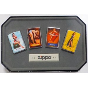 画像: ☆豪華４個セット！４Seasons  PINUP GIRLS！１９９６年 世界限定 Collectible of the Year！缶入り Zippo！新品未使用品