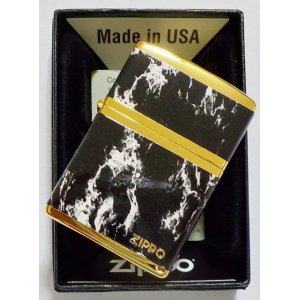 画像: ☆豪華！BLACK MARBLE！4面連続加工 ZIPPO LOGO！高級感あふれる・・GOLD ZIPPO！新品