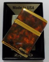 画像: ☆豪華！BROWN MARBLE！4面連続加工 ZIPPO LOGO！高級感あふれる・・GOLD ZIPPO！新品