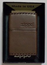 画像: ★本牛革 職人手縫い！渋い・・茶 ブラウンレザー！ZIPPOロゴ 革巻き ＺＩＰＰＯ！ 新品