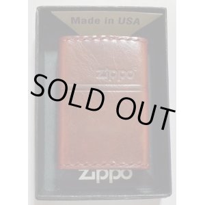 画像: ★本牛革 職人手縫い！渋い・・ ダメージレッドレザー！ZIPPOロゴ 革巻き ＺＩＰＰＯ！ 新品