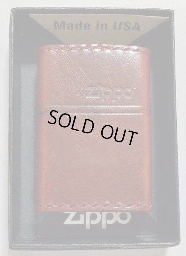 画像1: ★本牛革 職人手縫い！渋い・・ ダメージレッドレザー！ZIPPOロゴ 革巻き ＺＩＰＰＯ！ 新品