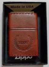 画像: ★本牛革 職人手縫い！渋い・・ ダメージレッドレザー！ZIPPOロゴ 月桂樹 革巻き ＺＩＰＰＯ！ 新品