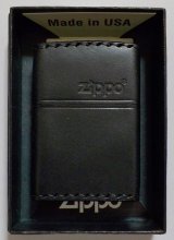 画像: ★本牛革 職人手縫い！渋い・・黒 ブラックレザー！ZIPPOロゴ 革巻き ＺＩＰＰＯ！ 新品