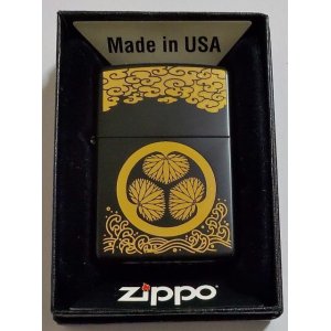 画像: ☆葵の御紋！全面艶消し ブラックにゴールドでデザイン！２０１２年４月 ZIPPO！新品